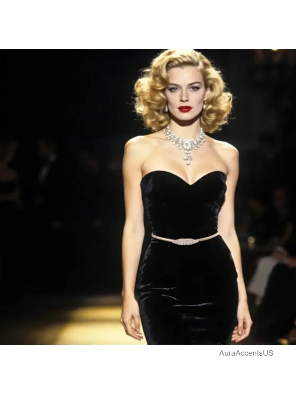 Skinny Metal Waist Belt Rhinestone Stretch Elastic Belt for Dress